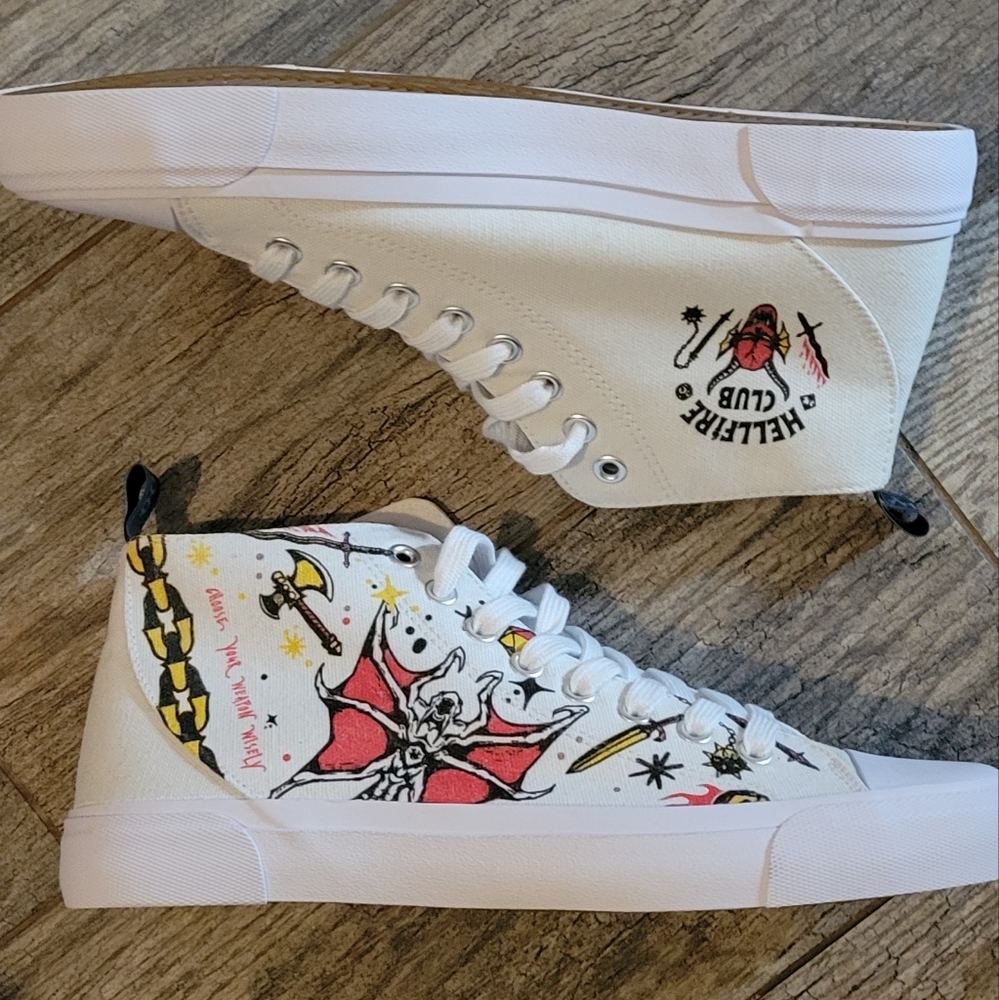 Stranger Things x Akedo Hellfire Club Graphic Canvas High Top Sneakers Trainer
